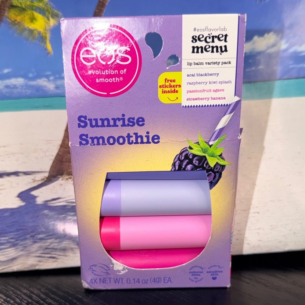 EOS Flavor Lab Secret Menu Sunrise Smoothie Lip Balm Variety Pack 4 Count NEW